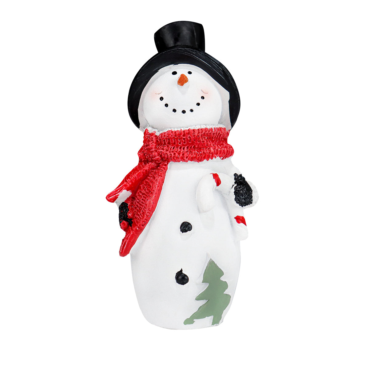 Muñeco de Nieve con Bastón de Dulce, Figura Decorativa de Cerámica