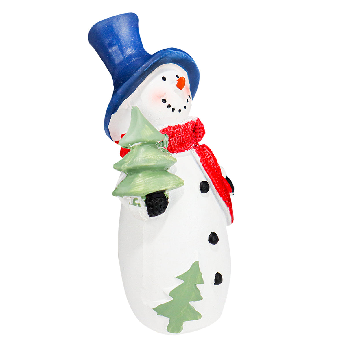 Muñeco de Nieve con Pino, Figura Decorativa de Cerámica