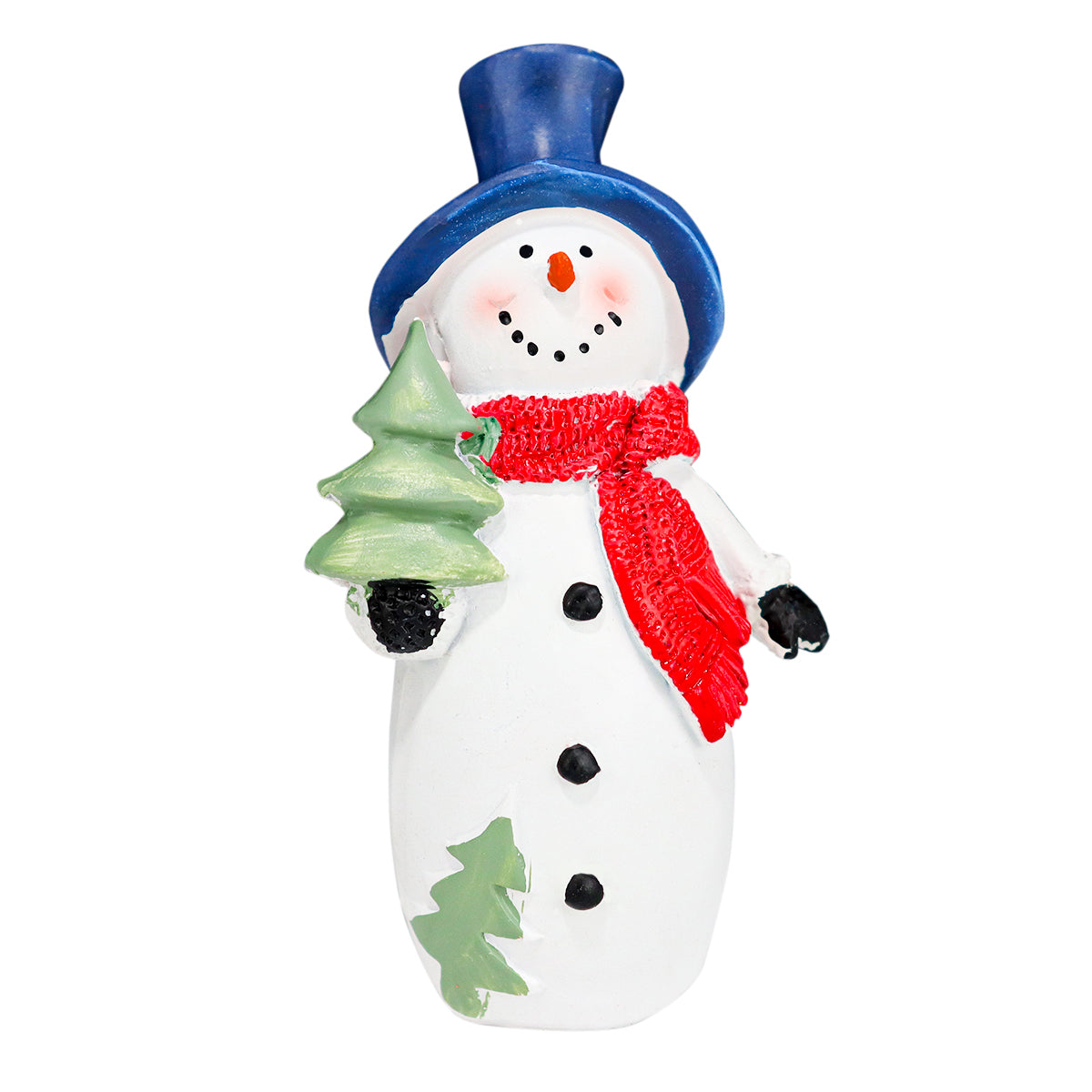Muñeco de Nieve con Pino, Figura Decorativa de Cerámica