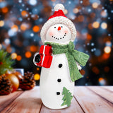 Muñeco de Nieve con Regalos, Figura Decorativa de Cerámica