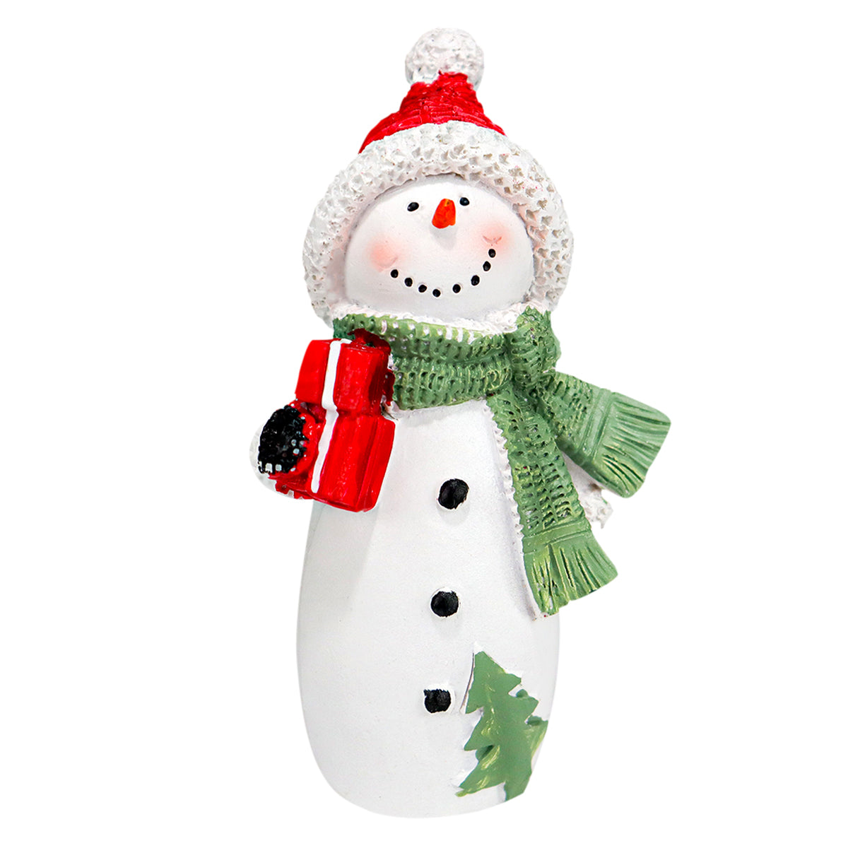 Muñeco de Nieve con Regalos, Figura Decorativa de Cerámica