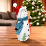Muñeco de Nieve con Escoba, Figura Decorativa de Cerámica