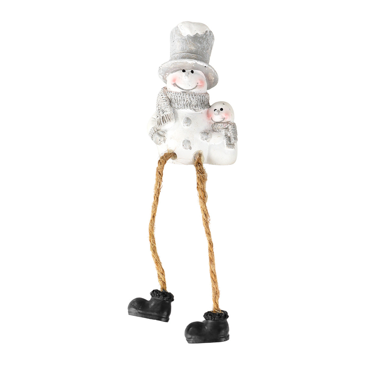 Figura de Muñeco de Nieve con Sombrero, Piernas Colgantes, Cerámica