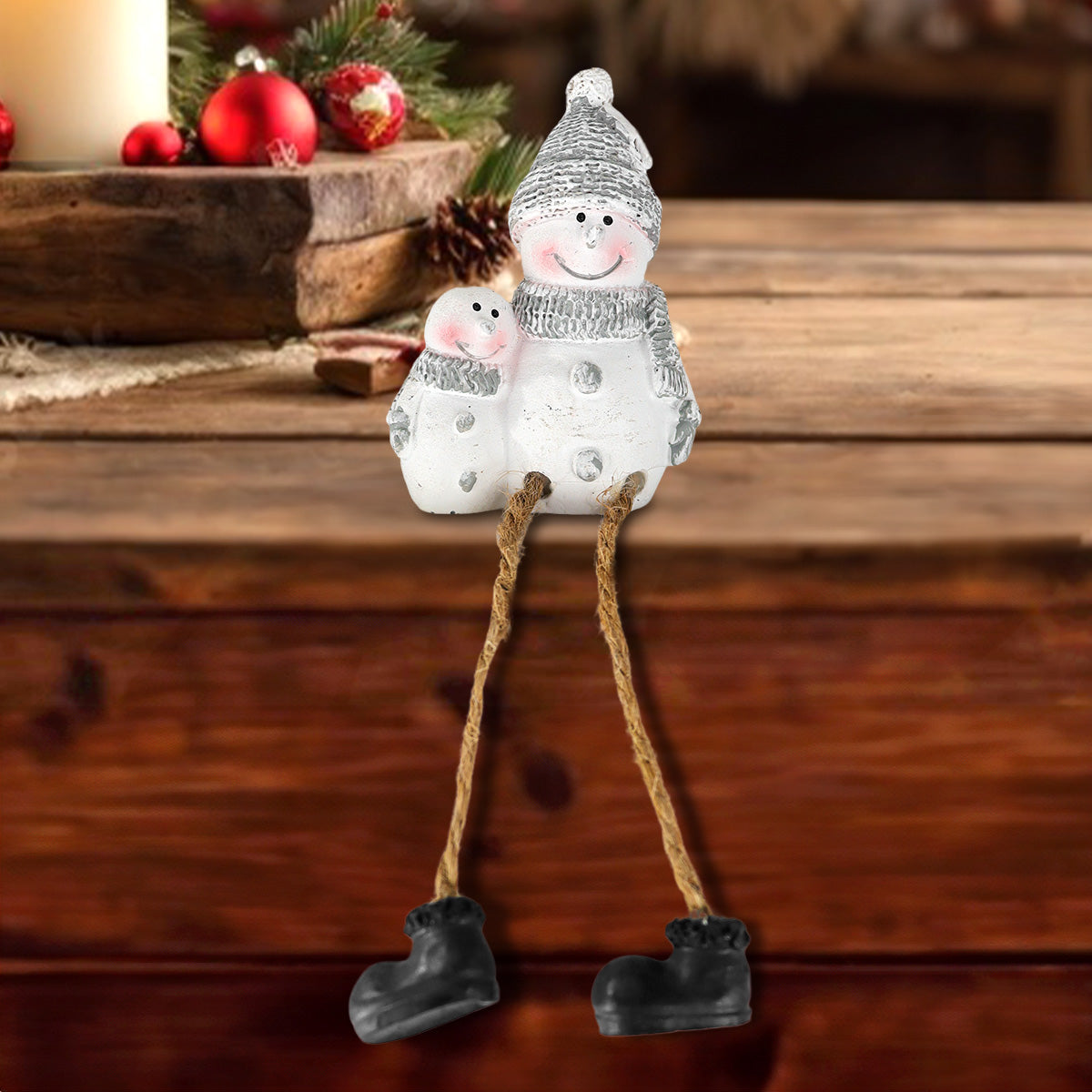 Figura de Muñeco de Nieve con Piernas Colgantes, Cerámica