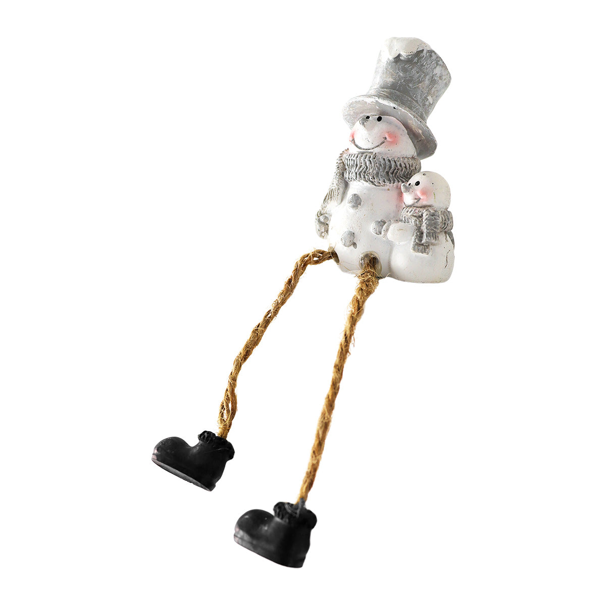 Figura de Muñeco de Nieve con Sombrero, Piernas Colgantes, Cerámica