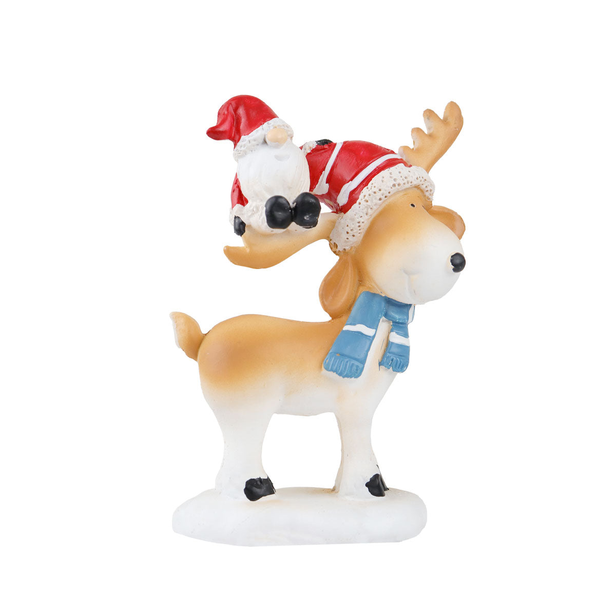 Reno y Gnomo, Figura Decorativa de Cerámica