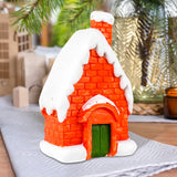 Casita de Cerámica, Villa Navideña, Color Naranja