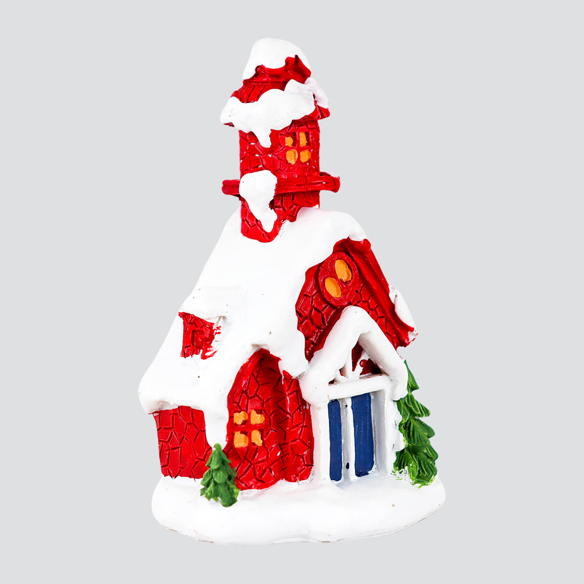 Casita de Cerámica, Villa Navideña, Color Rojo