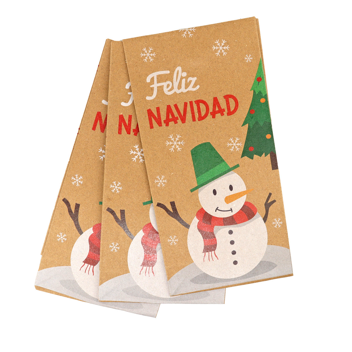 Bolsas de Papel Kraft con Diseño de Navidad, Feliz Navidad