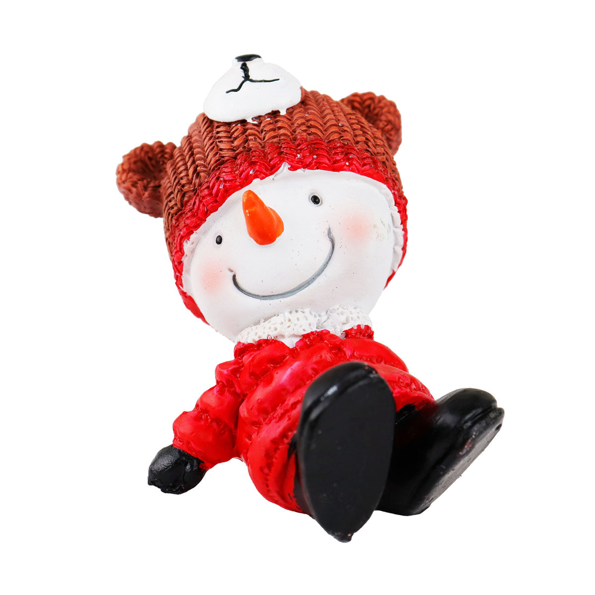 Muñeco de Nieve, Gorro Oso, Figura Decorativa de Cerámica