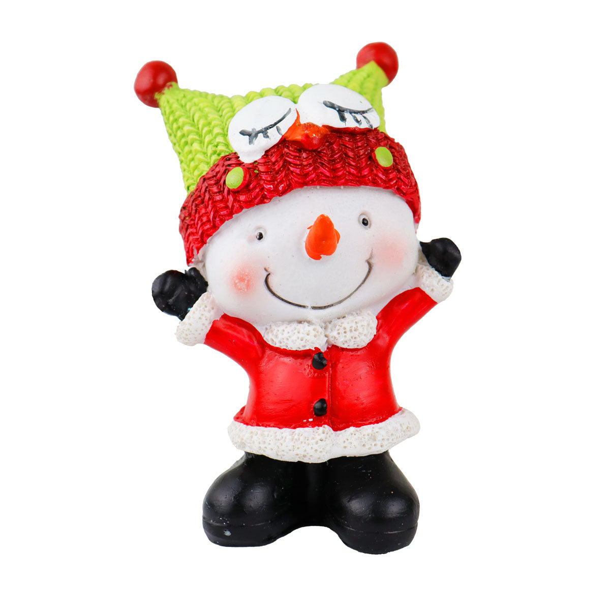 Muñeco de Nieve, Gorro Rana, Figura Decorativa de Cerámica
