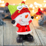 Muñeco de Nieve, Gorro Rana, Figura Decorativa de Cerámica