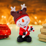 Muñeco de Nieve, Gorro Reno, Figura Decorativa de Cerámica