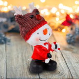 Muñeco de Nieve, Gorro Reno, Figura Decorativa de Cerámica