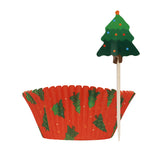 Set Navideño de Capacillos y Palillos Decorativos para Cupcakes, Pino