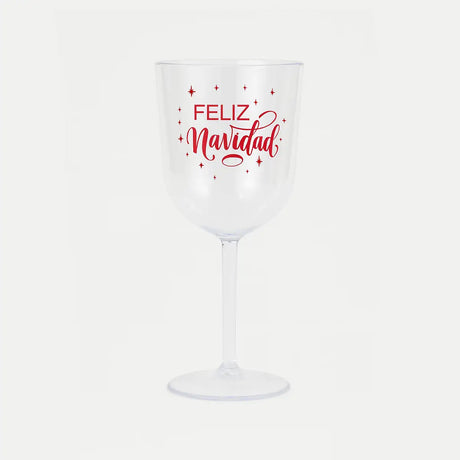 Copa de Plástico para Vino, Feliz Navidad
