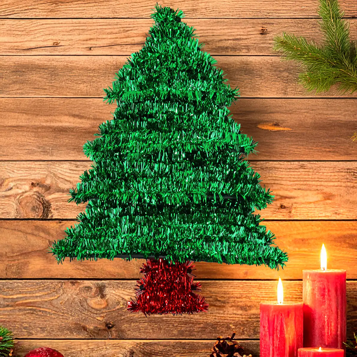 Árbol Navideño Decorativo de Tinsel color Verde