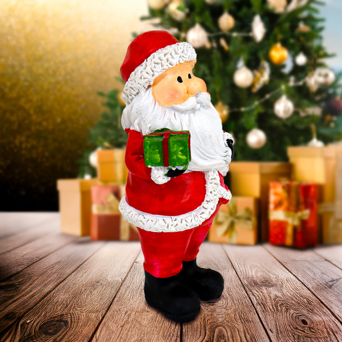 Santa con Regalos, Figura Decorativa de Cerámica