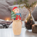 Snowman con Pino, Figura Decorativa de Cerámica