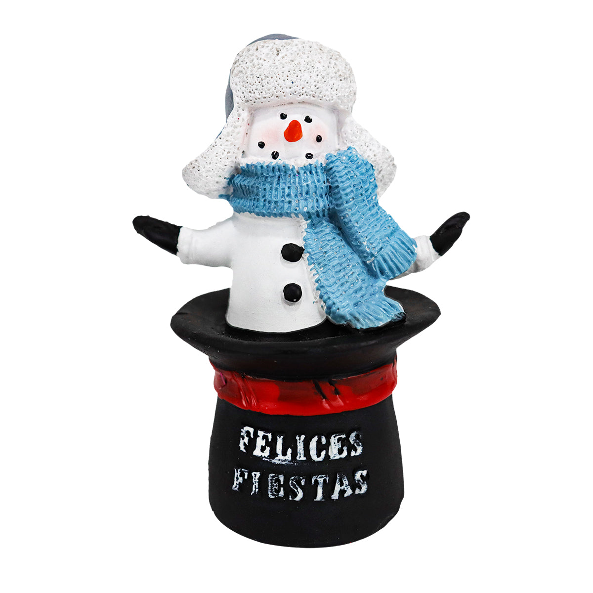 Muñeco de Nieve en Sombrero, Figura Decorativa de Cerámica