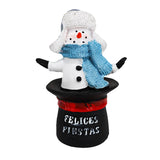 Muñeco de Nieve en Sombrero, Figura Decorativa de Cerámica