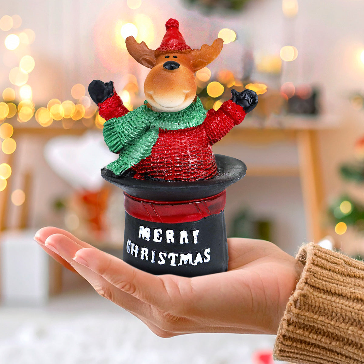 Reno en Sombrero, Figura Decorativa de Cerámica