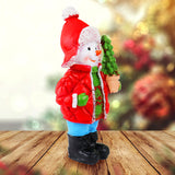Muñeco de Nieve con Árbol, Figura Decorativa de Cerámica