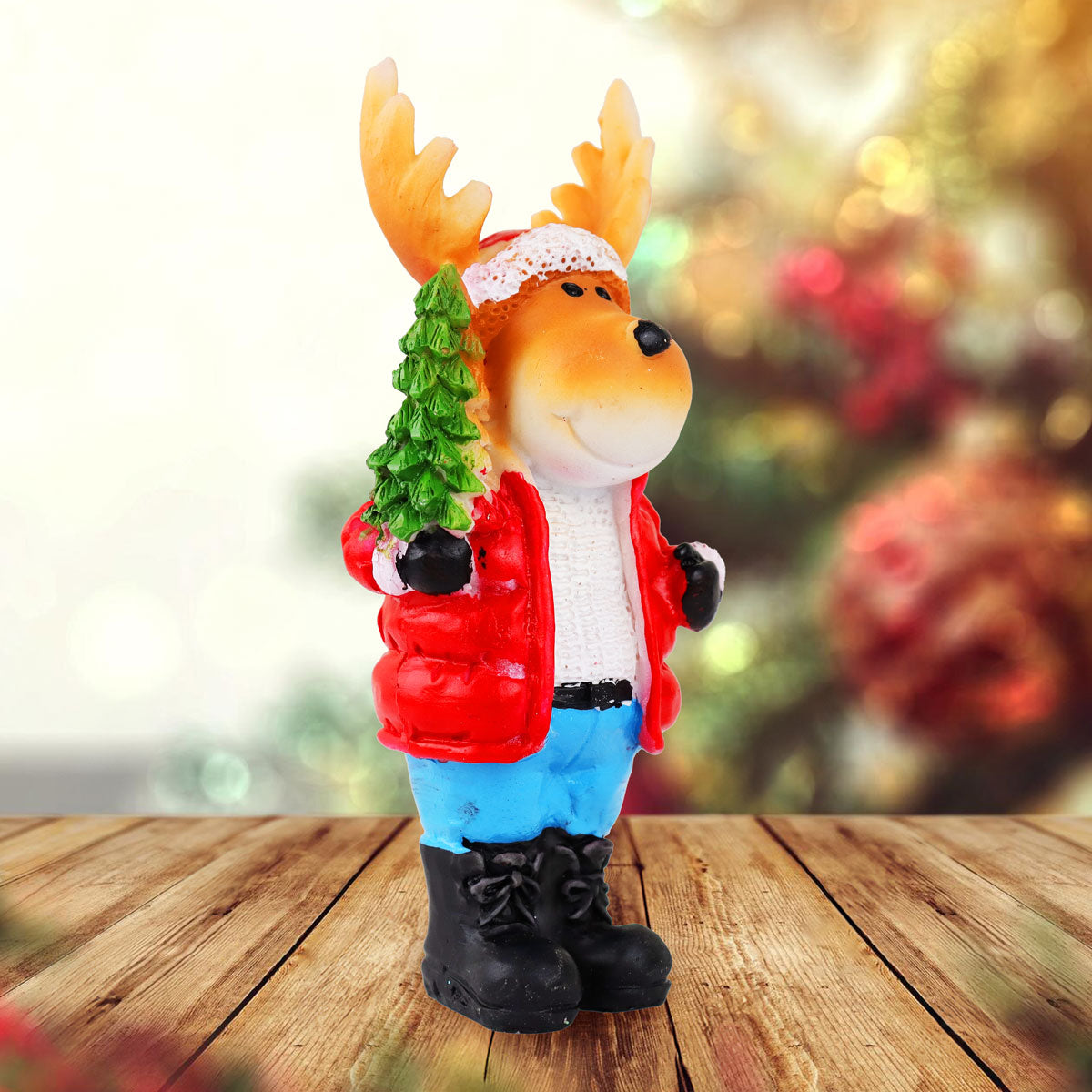 Reno con Árbol, Figura Decorativa de Cerámica