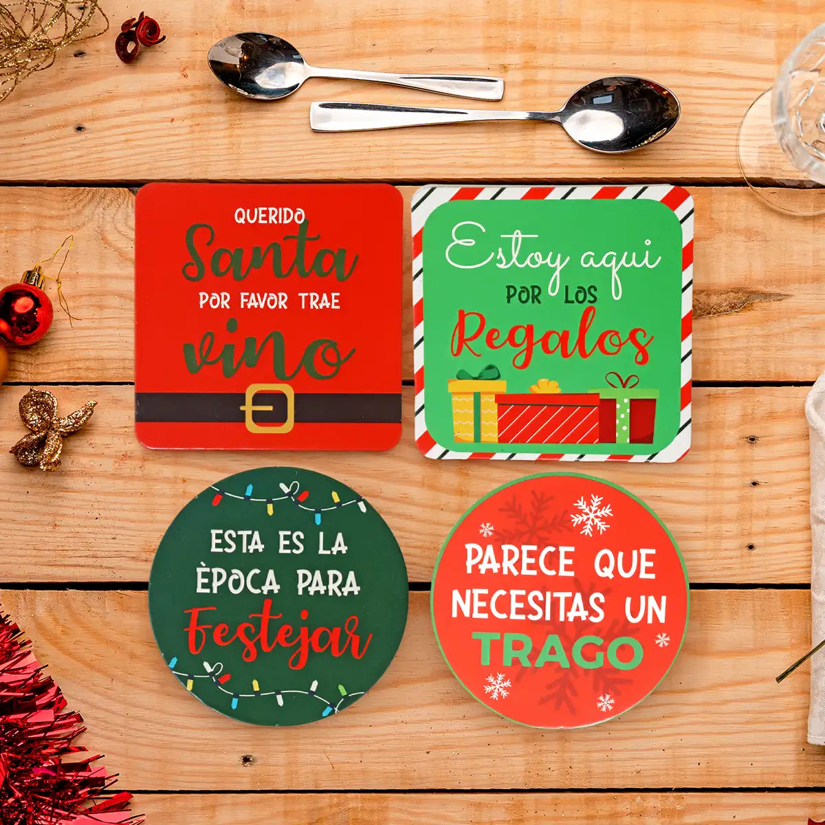 Portavasos con Frases Navideñas