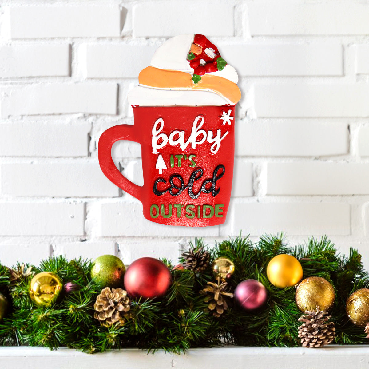 Figura de Taza, Decoración Navideña para Colgar, 13 cm