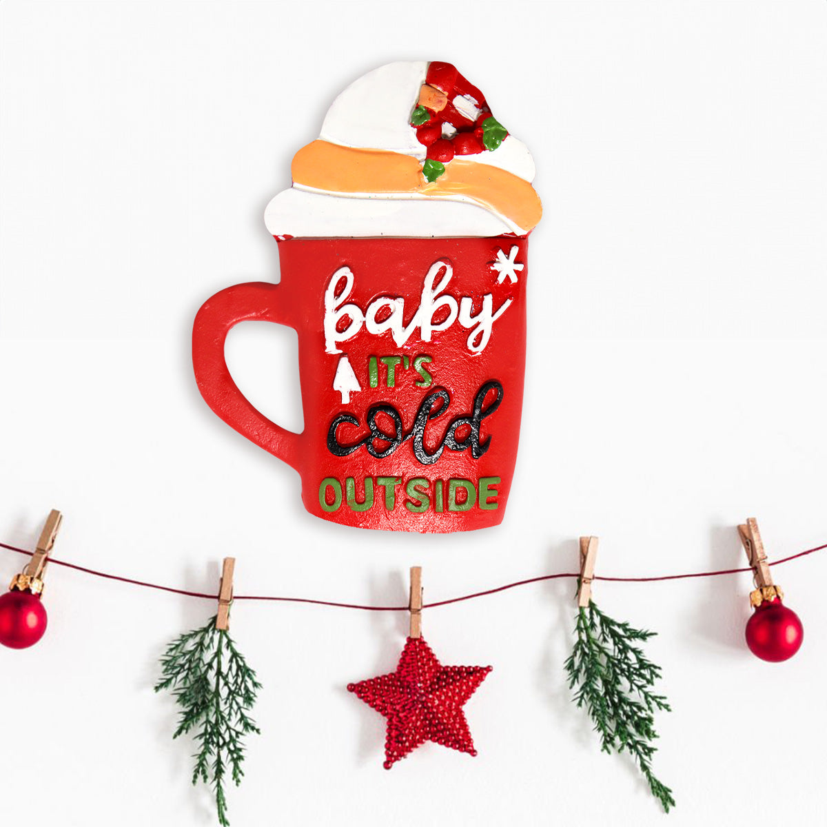 Figura de Taza, Decoración Navideña para Colgar, 13 cm