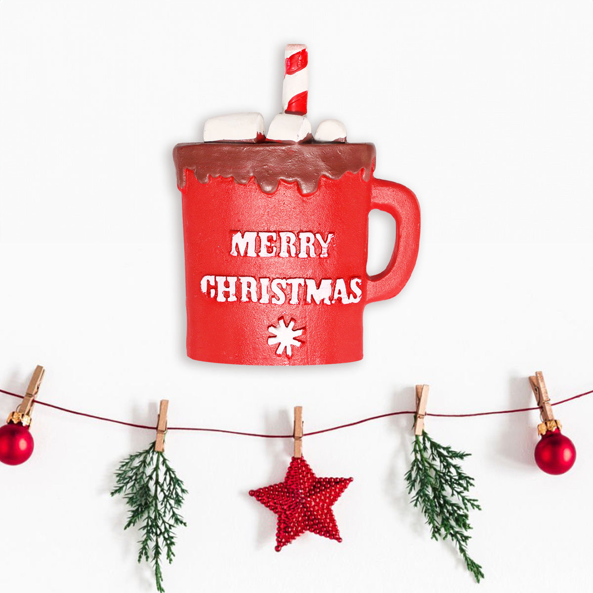 Figura de Taza con Bombones, Decoración Navideña para Colgar, 13 cm