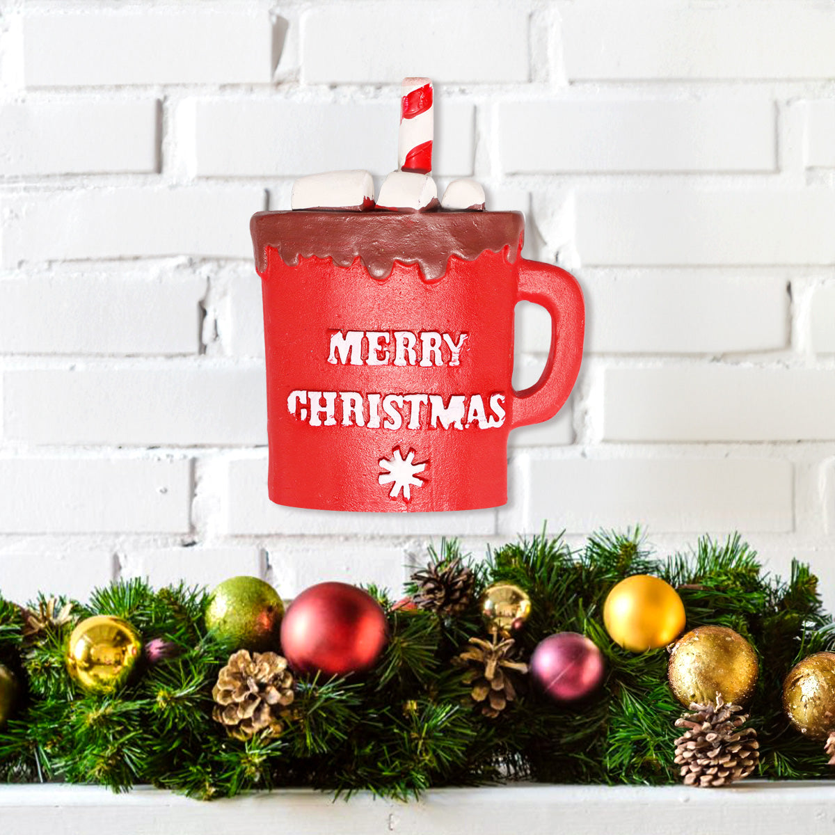 Figura de Taza con Bombones, Decoración Navideña para Colgar, 13 cm