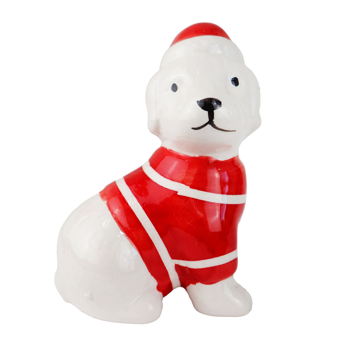 Perrito con Sombrero y Suéter Navideño, Cerámica