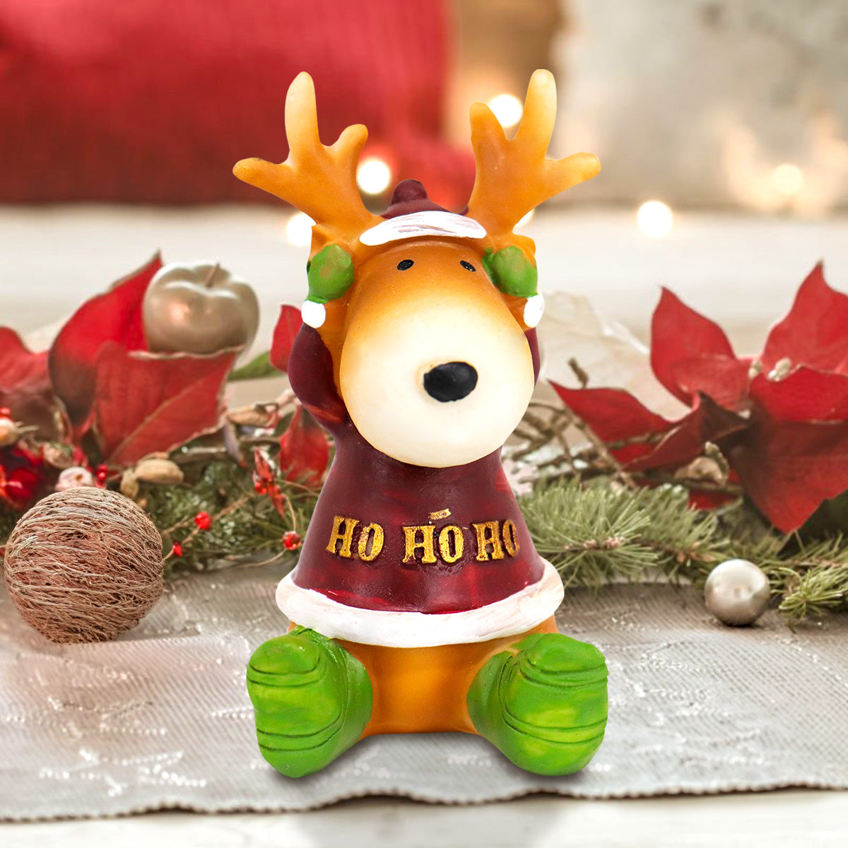 Reno con Suéter "HOHOHO" Cerámica