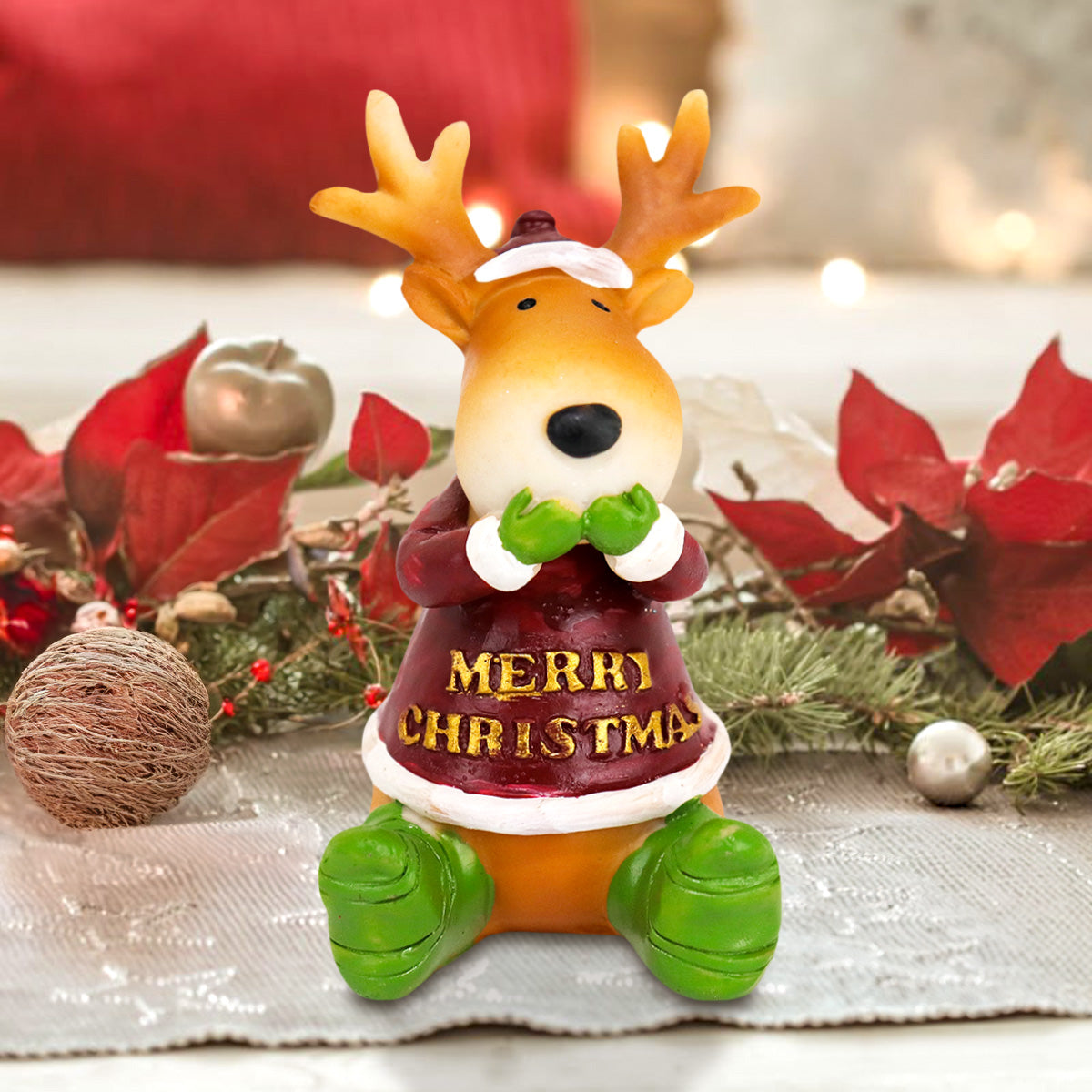 Reno con Suéter "Merry Christmas" Cerámica