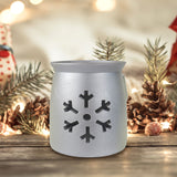 Portavelas, Diseño Copo de Nieve, Cerámica, Color Plata