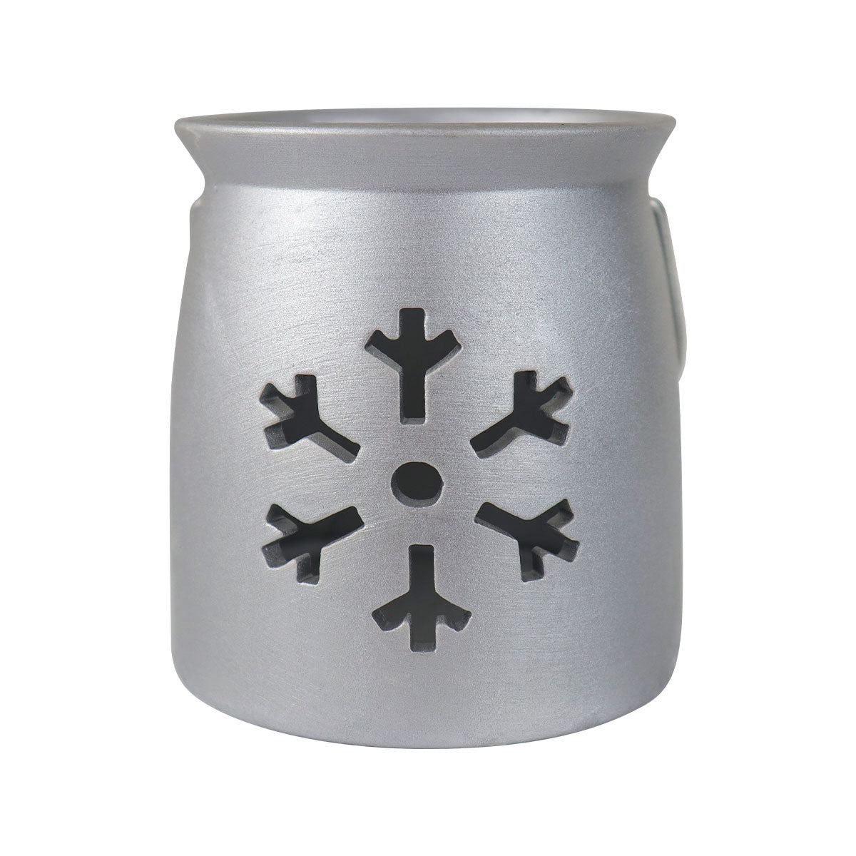 Portavelas, Diseño Copo de Nieve, Cerámica, Color Plata