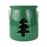 Portavelas, Diseño Pino, Cerámica, Color Verde
