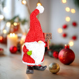 Gnomo "Merry Christmas", Figura de Cerámica, Color Rojo