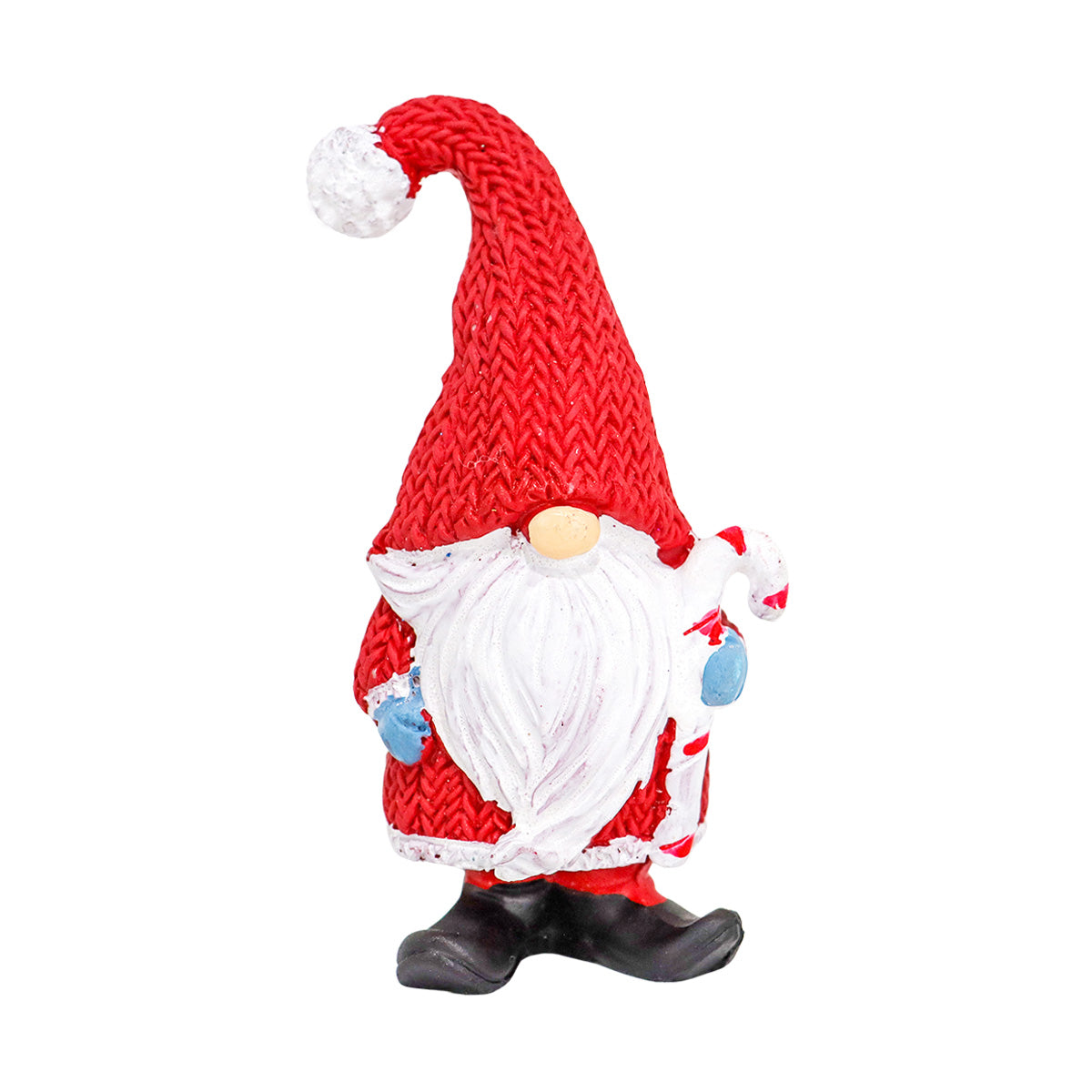 Gnomo Bastón de Dulce, Figura de Cerámica, Color Rojo