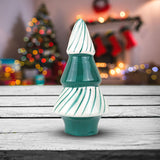 Adorno de Mesa Árbol de Cerámica, Color Verde y Blanco