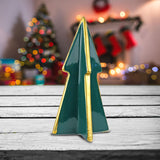 Árbol de Cerámica, Adorno de Mesa, Color Verde y Dorado