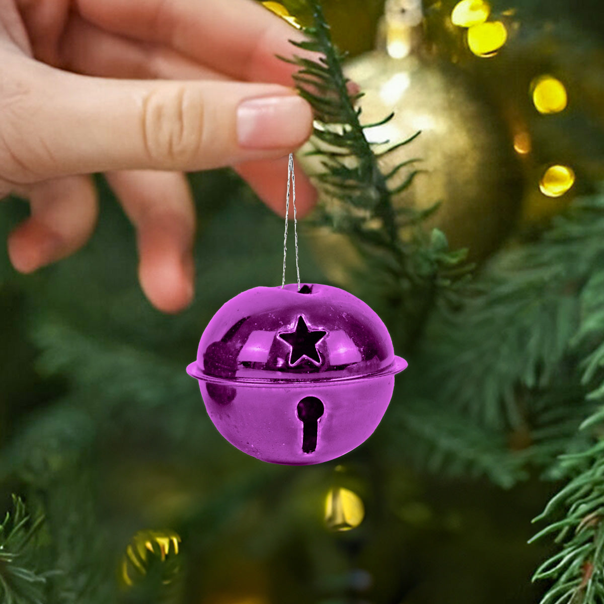 Set de 6 Cascabeles Navideños color Morado