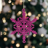 Ornamento Copo de Nieve con Glitter, Color Morado, 5 pzas