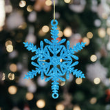 Ornamento Copo de Nieve con Glitter, Color Azul, 5 pzas