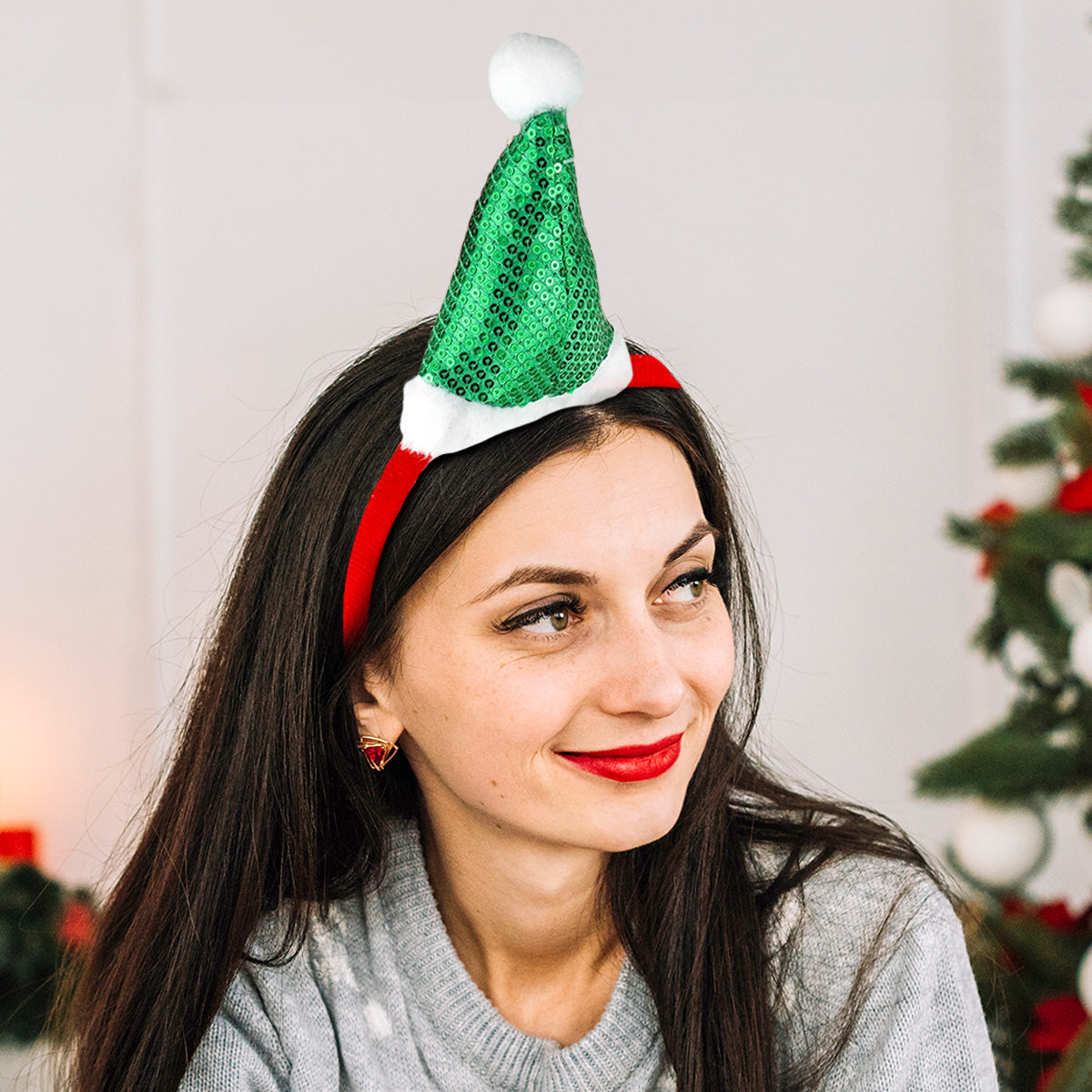 Diadema con Gorrito de Santa Claus color Verde