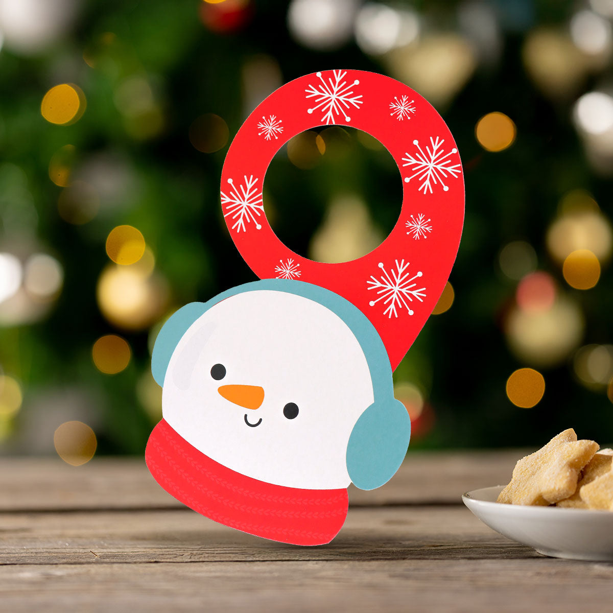 Muñeco de Nieve, Adorno para Manija de Puerta Navideño