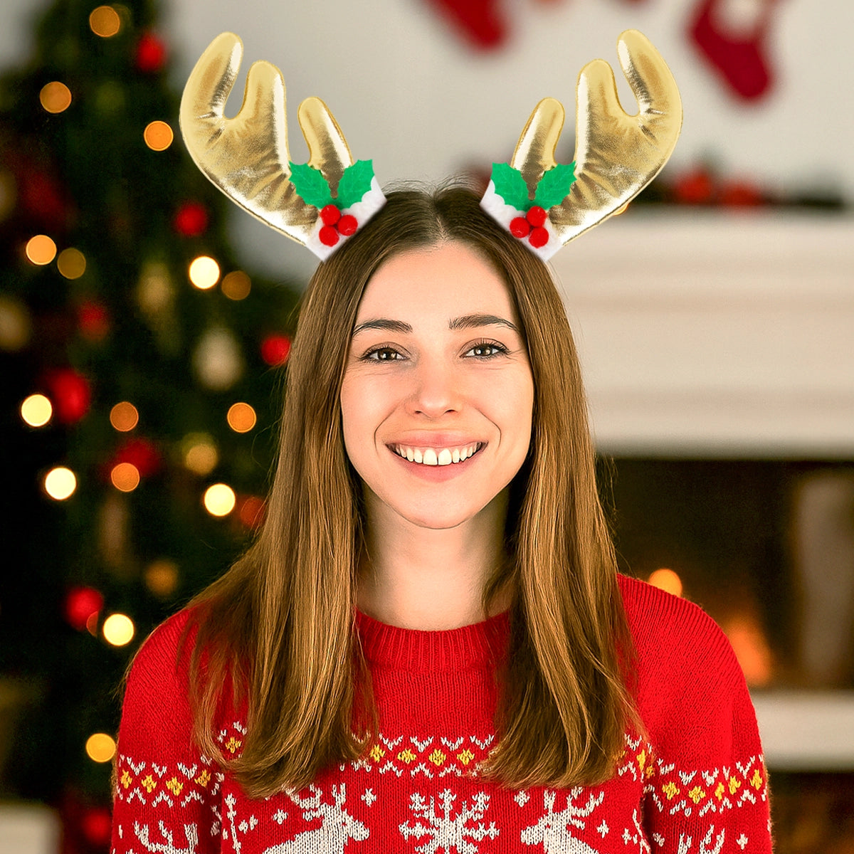 Broches para el Cabello con Diseño de Reno, Color Dorado