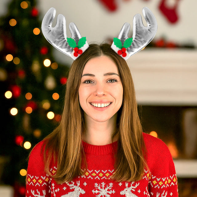 Broches para el Cabello con Diseño de Reno, Color Plata